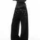 Floral Embroidery Wide Denim Pants ICM0116