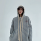 Stripe Relaxed Knit Hoodie YLS0999