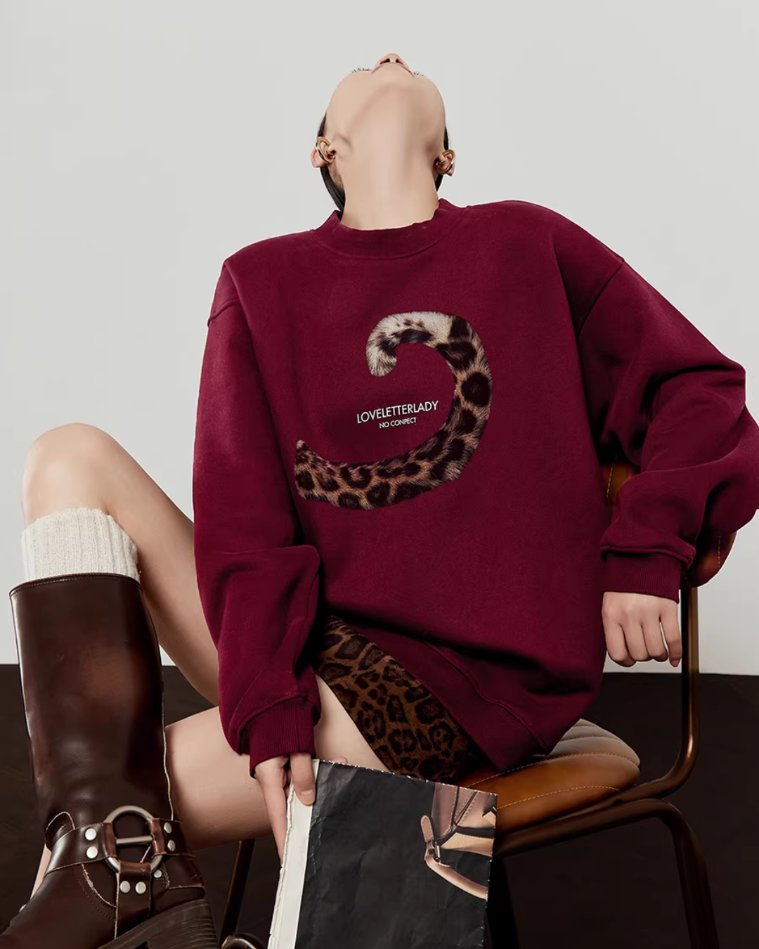 Tiger Tail Sweatshirt / Leopard Mini Skirt LLA0635