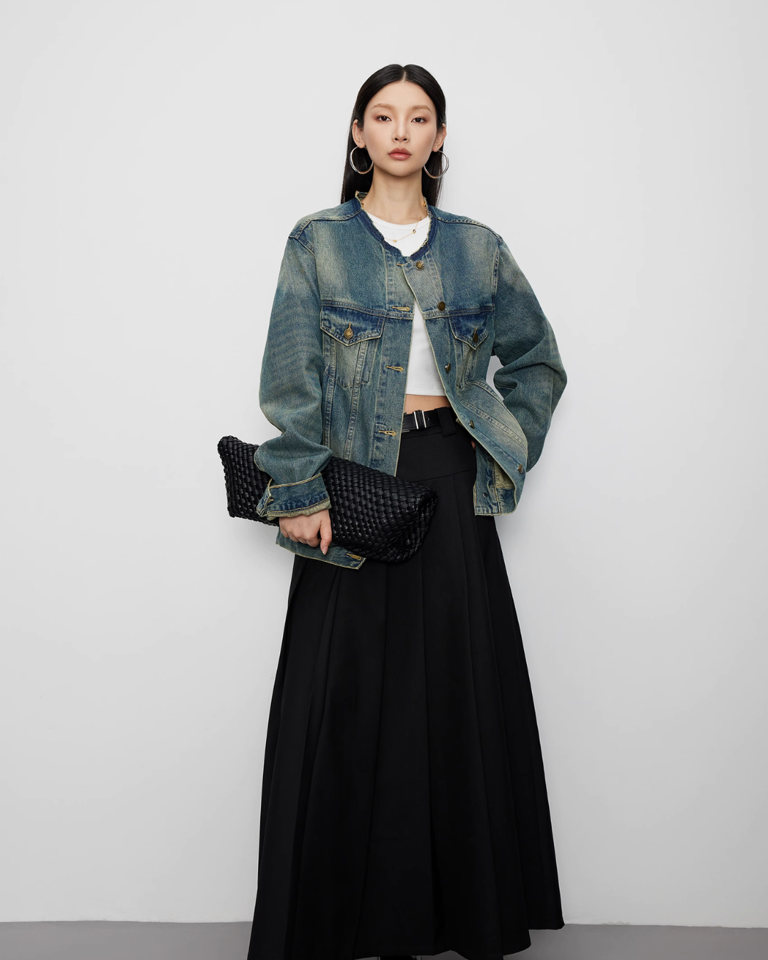 Collarless Short Denim Jacket JLC0005