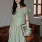 Frill Collar Green Long Dress SMS0012