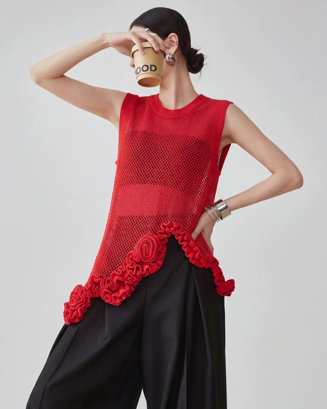 Corsage Lace Knit Vest FER0220