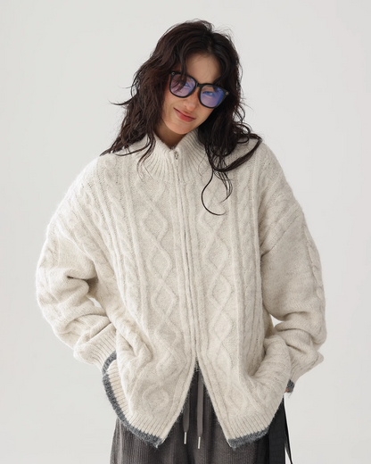 Cable Braided Knit Zip ACS0214