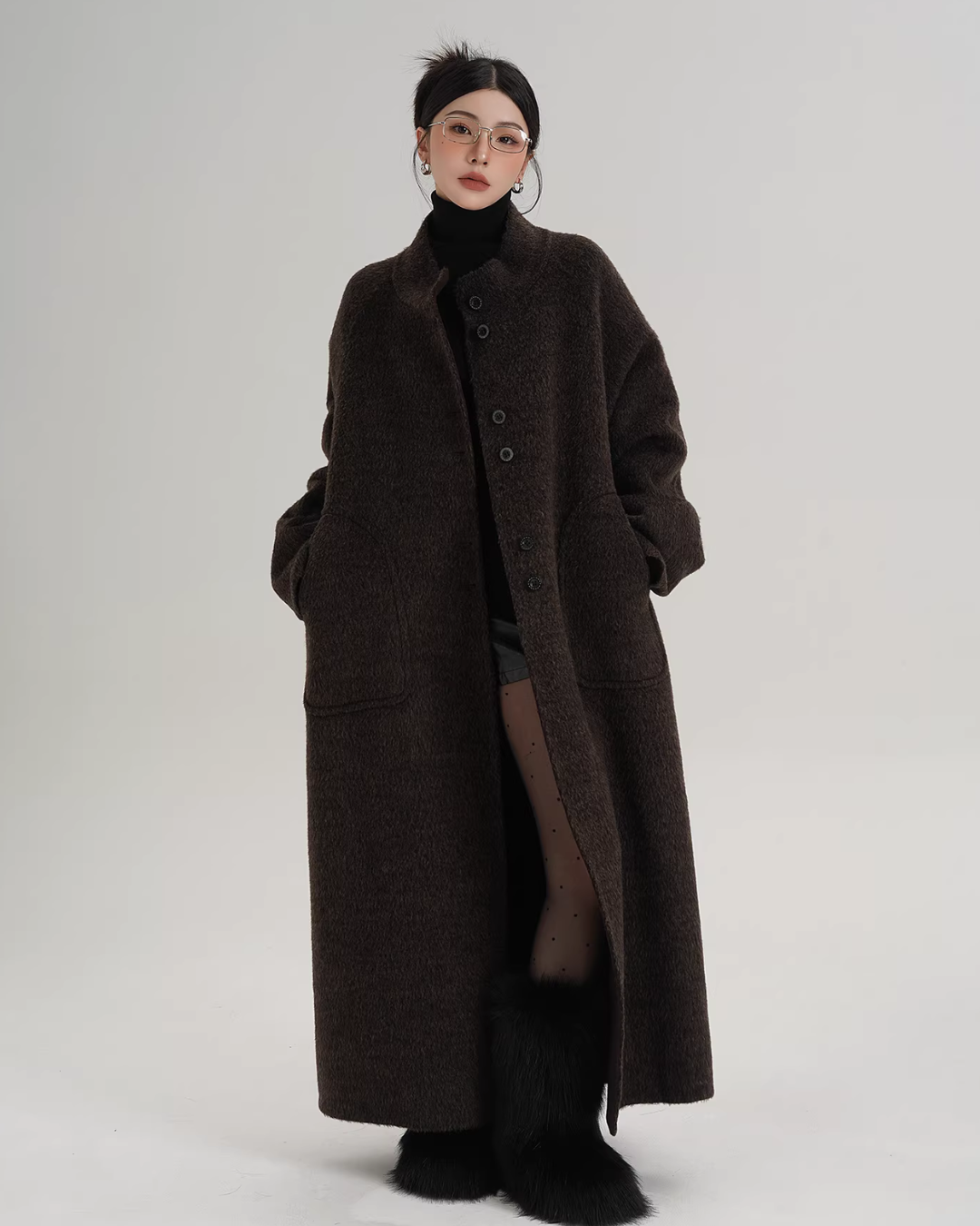 Mock Neck Long Coat SRS0407