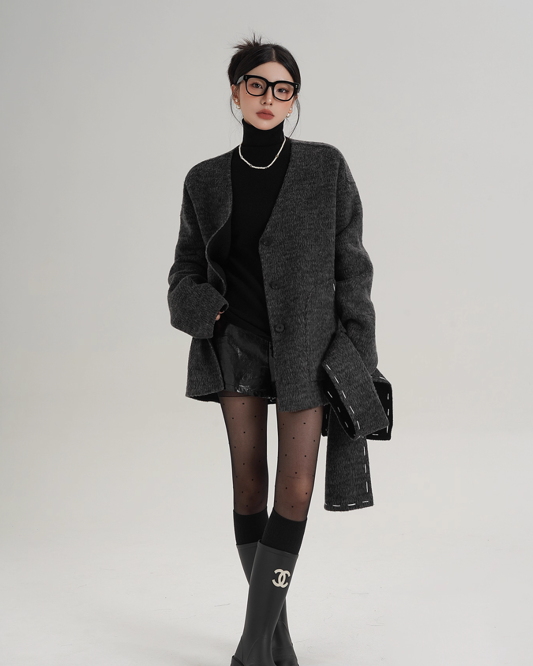 Scarf Mid-Length Wool Coat SRS0383