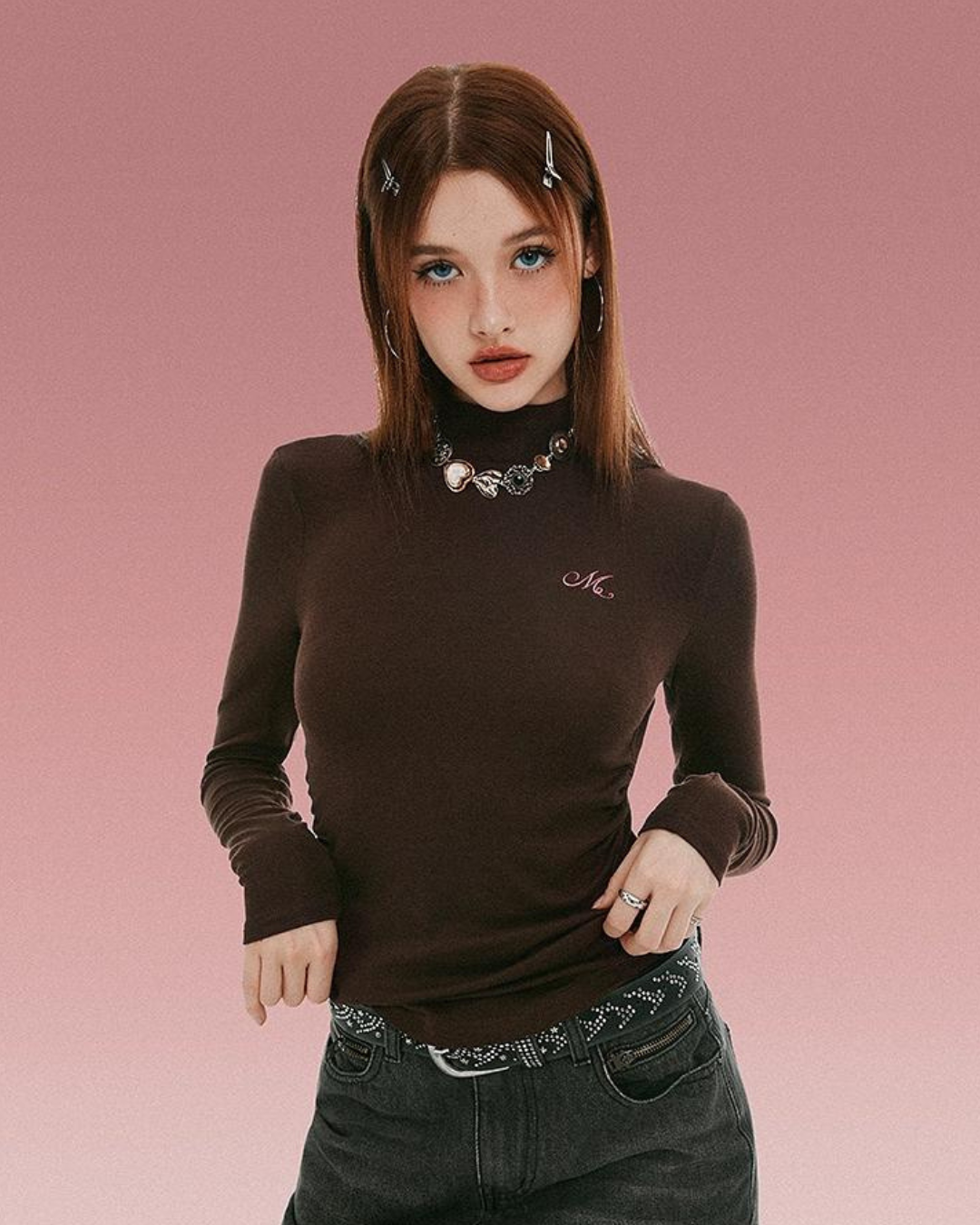 Turtleneck Long Sleeve T-Shirt IMO0104