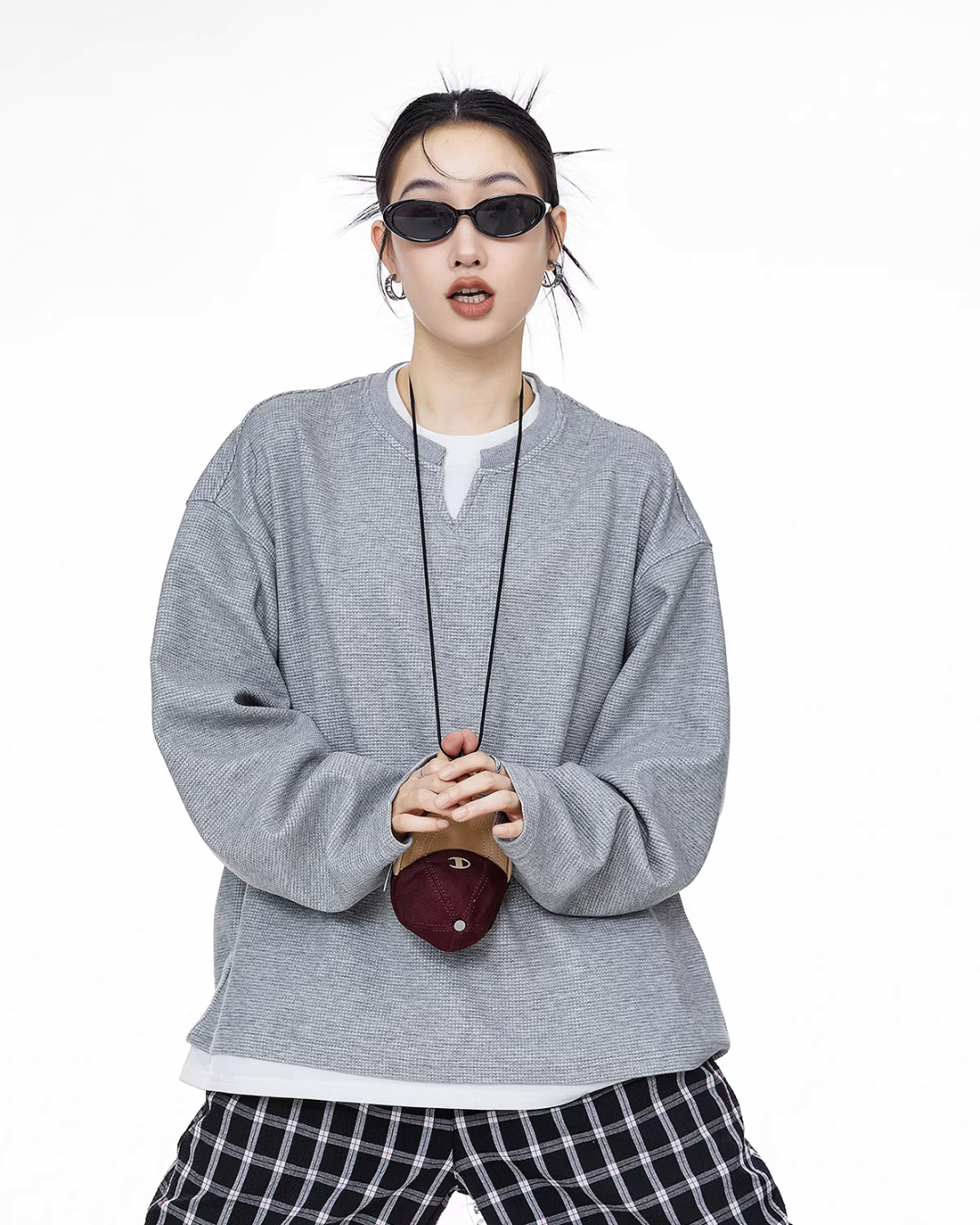 Henry Neck Long Sleeve Top ICM0078