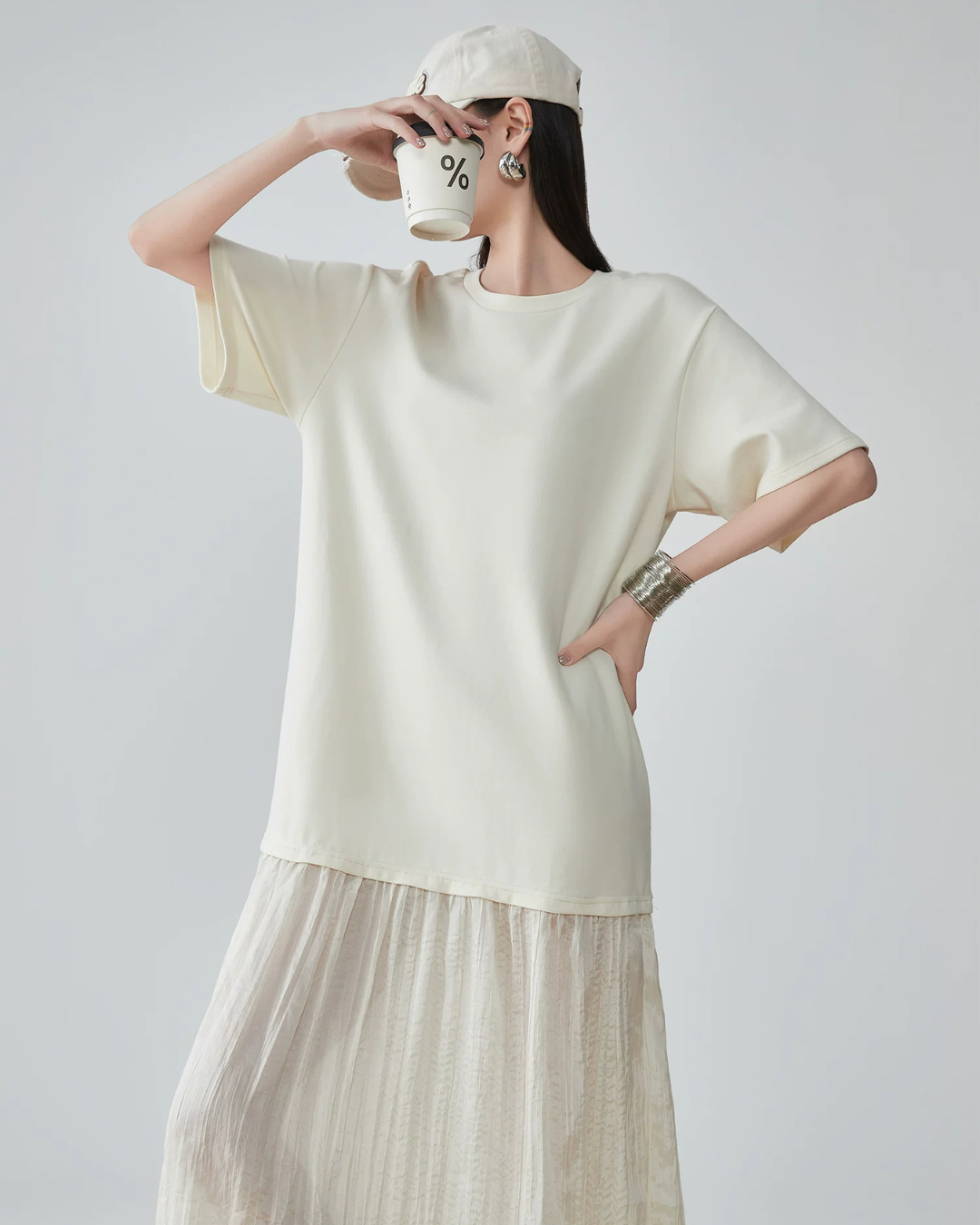 Sheer Pleated Docking Dress FER0165