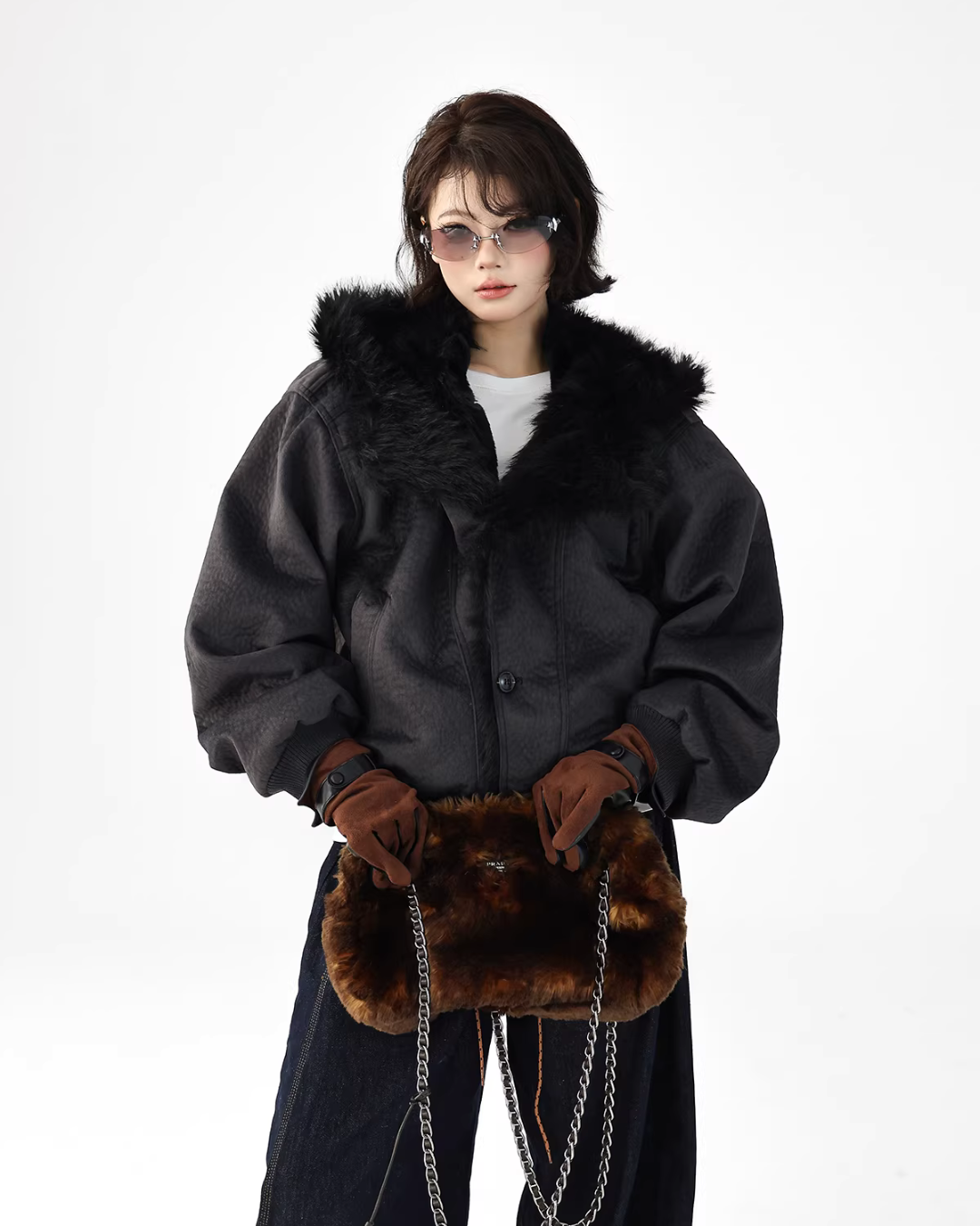 Fur Collar Patchwork Jacket ACS0348