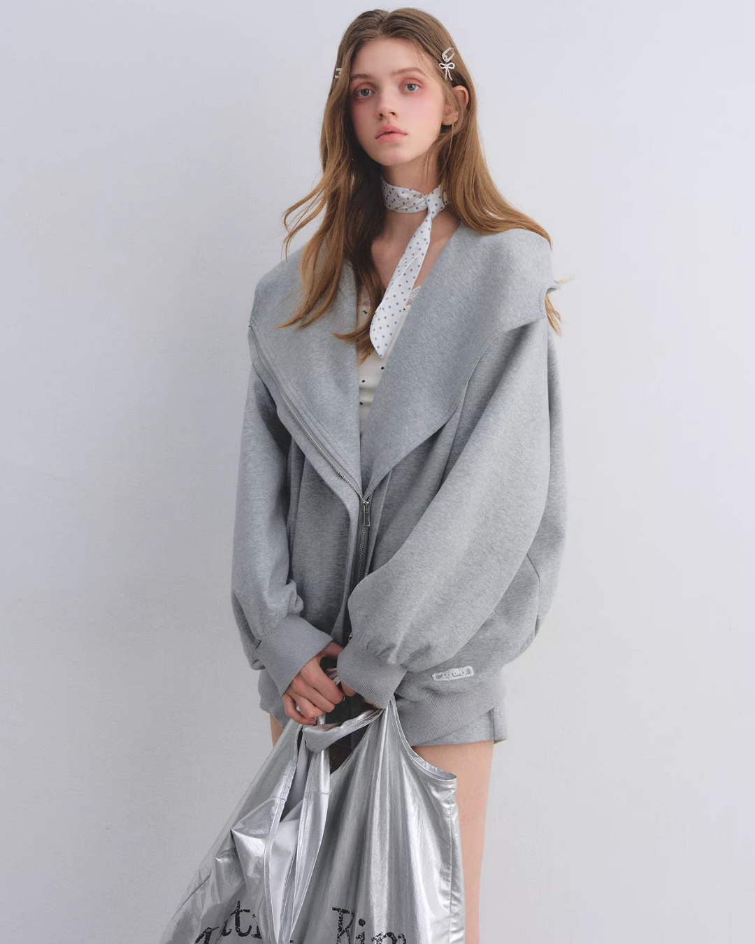 Oversized Collar Zip-Up Hoodie / Flare Sweatpants  ASG0083