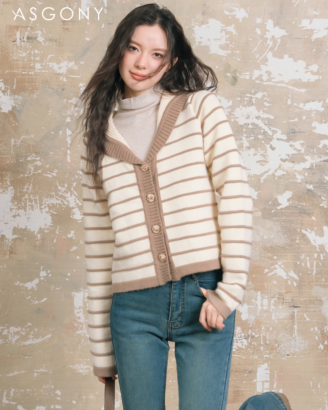 Stripe Retro Collar Knit ASG0054