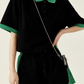 Black & Green Retro Tops / Shorts LLA0013