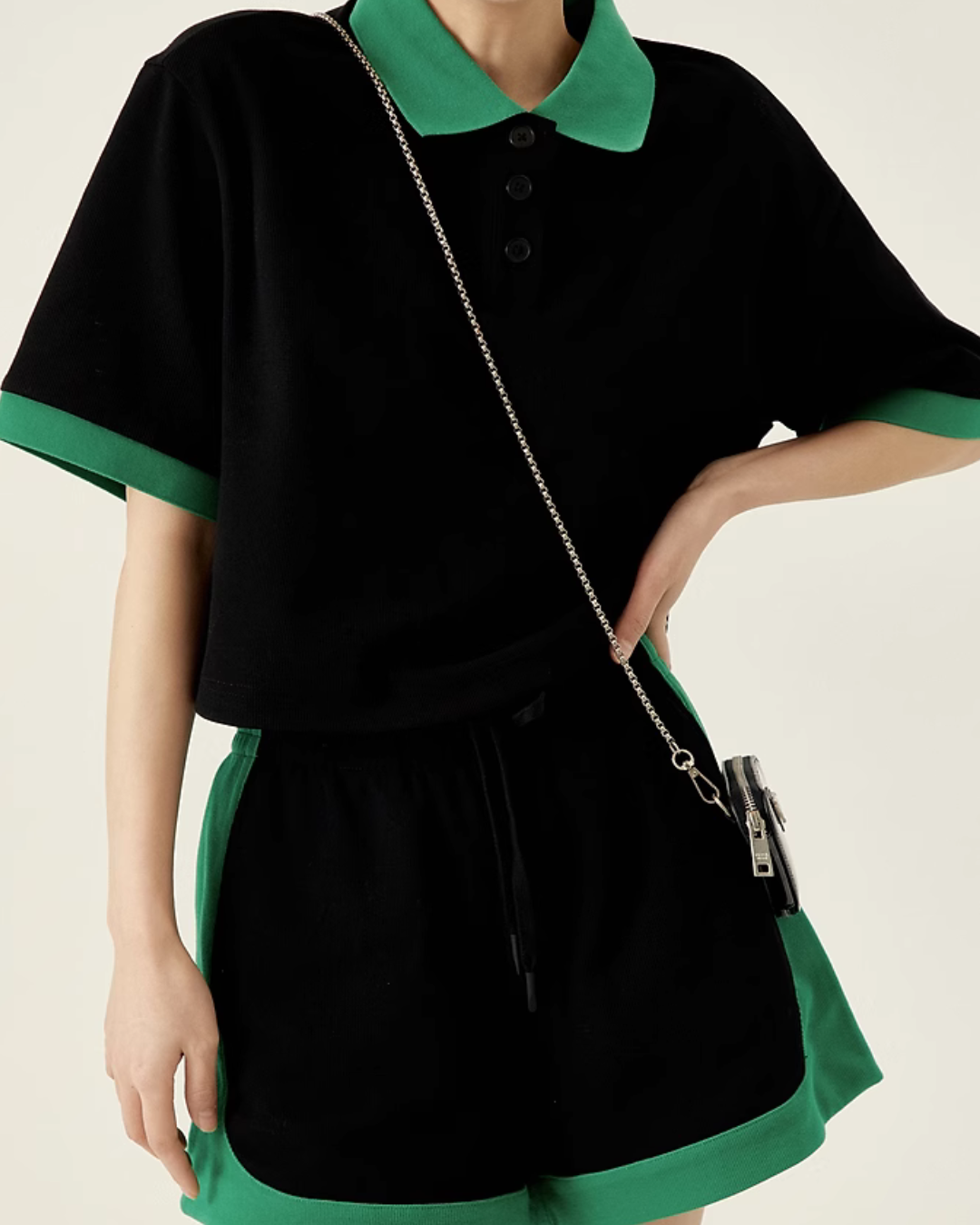 Black & Green Retro Tops / Shorts LLA0013