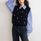 College Style Embroidered Knit Vest VAS0140