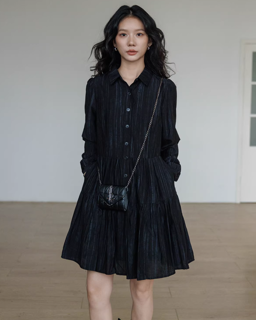 Polo Collar Long-Sleeve Dress VAS0190