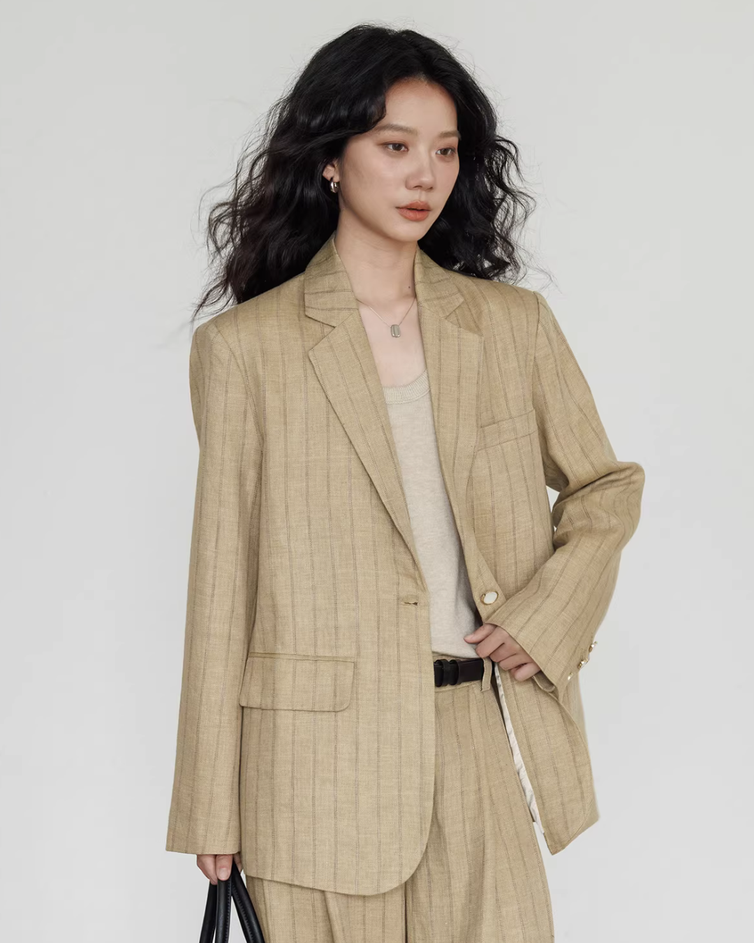 Stripe Design Blazer Jacket / Casual Wide Pants VAS0189