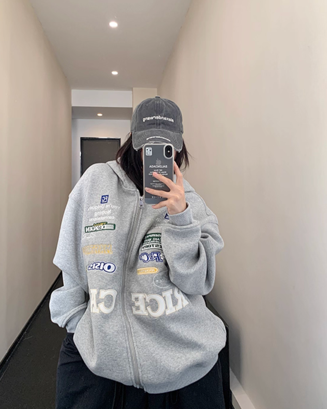 Patch Big Silhouette Zip Hoodie YLS0929