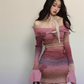 Off Shoulder Gradient Tight Dress LAS0026