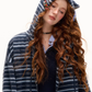 Striped Cat Ear Hoodie / Layered-Style Design Shirt ASG0076