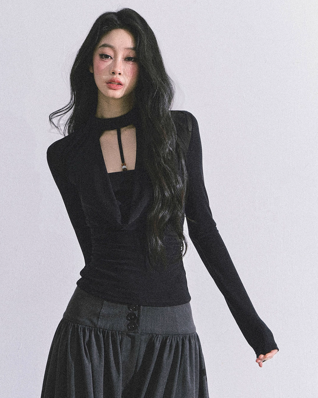 Choker Style Long Sleeve Top LAS0043
