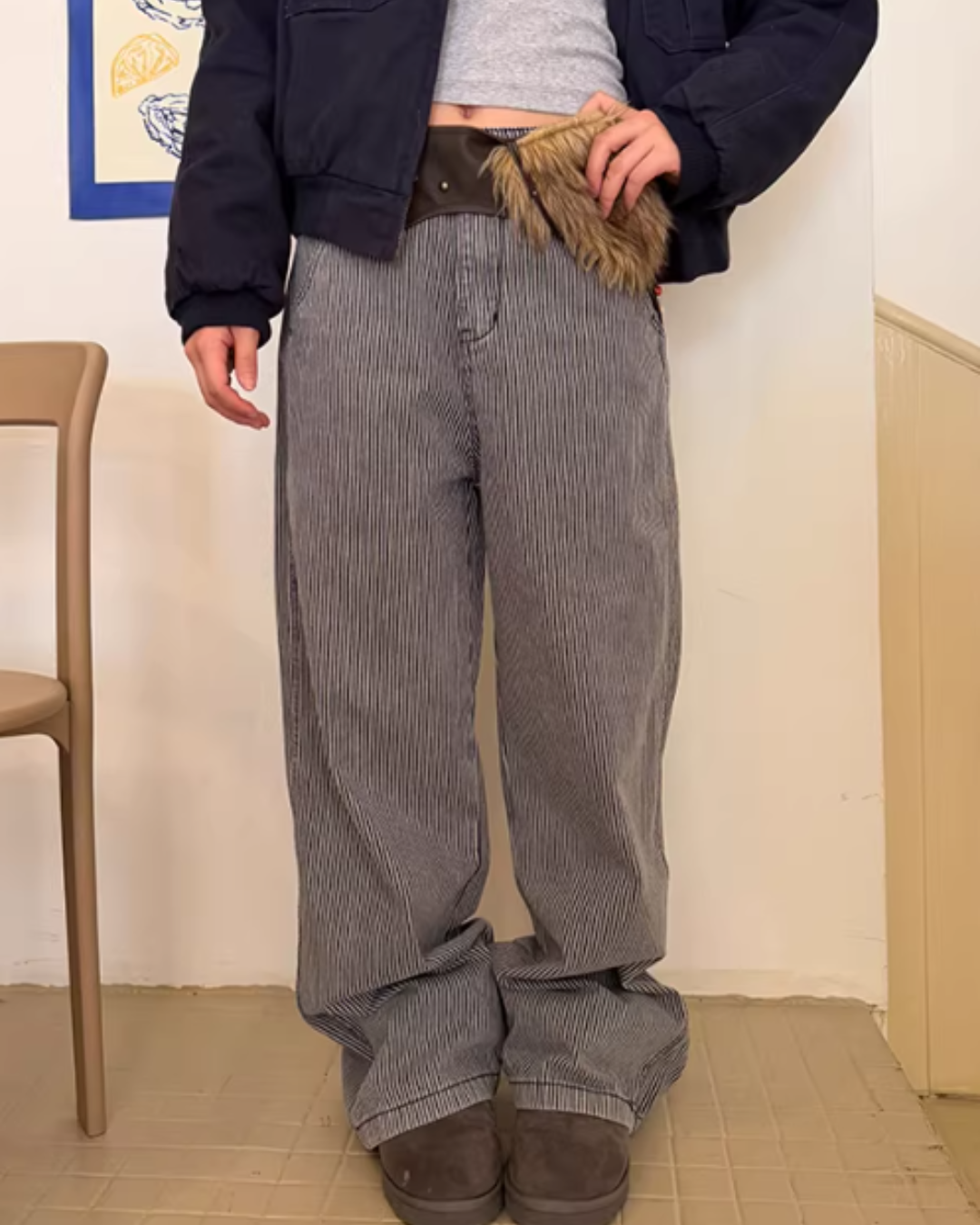 Pinstripe Wide Denim Pants CYE0100