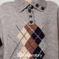 Argyle Knit Top / Navy Pleated Skirt LLA0560