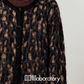 Leopard Round Neck Cardigan / Caramel Pleated Skirt LLA0553