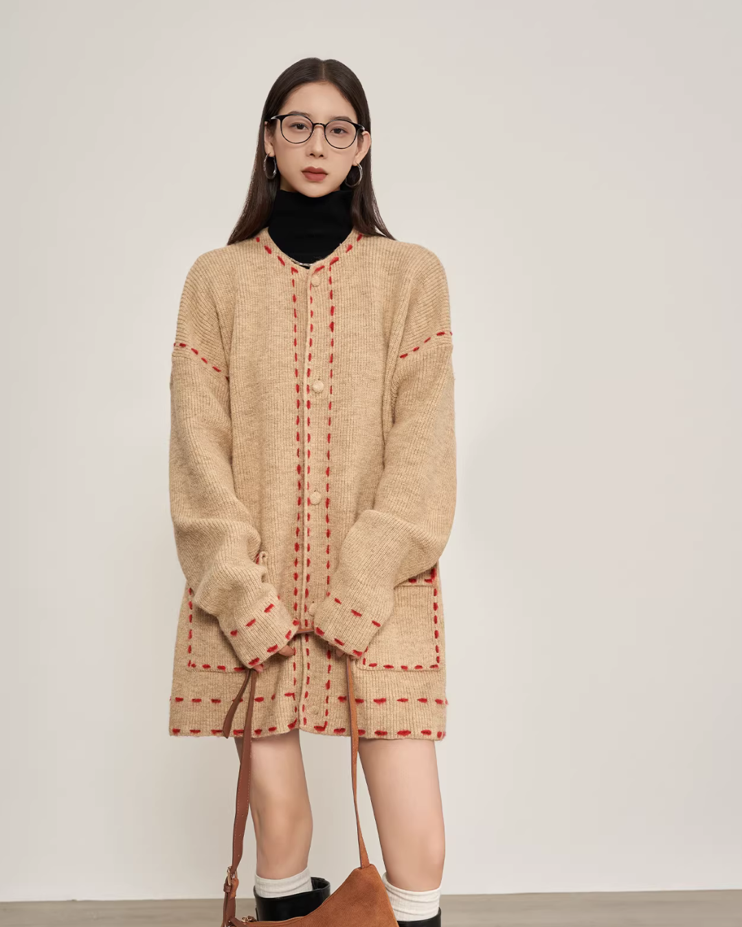 Stitched Embroidery Knit Cardigan SUY0034