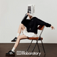 Side Line Black Top / Balloon Skirt Pants LLA0518
