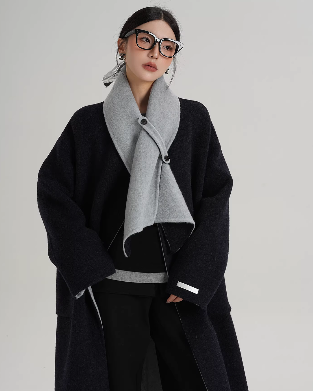 Scarf Collarless Coat SRS0412