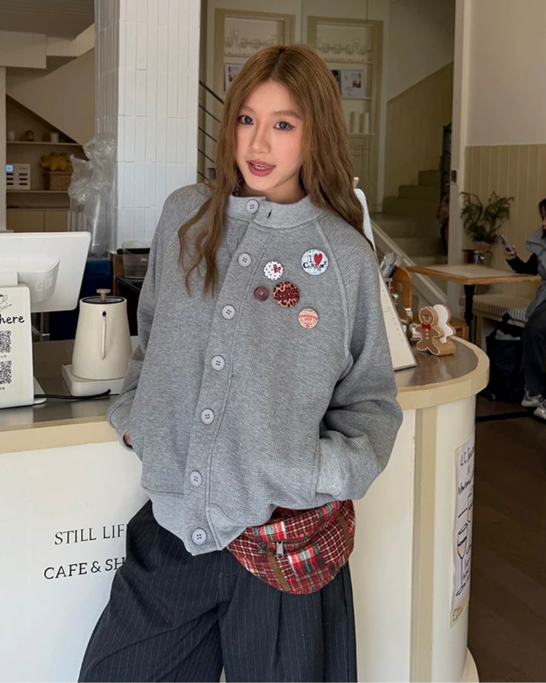 Waffle Badge Fleece-Lined Hoodie CYE0104