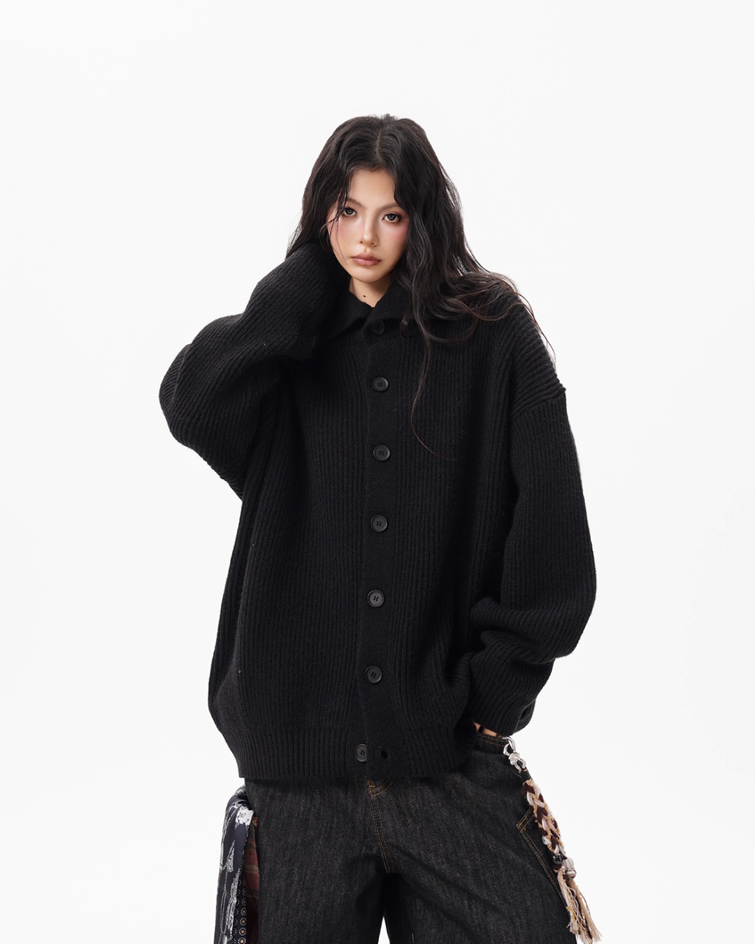 Stand Collar Knit Cardigan BWA0004