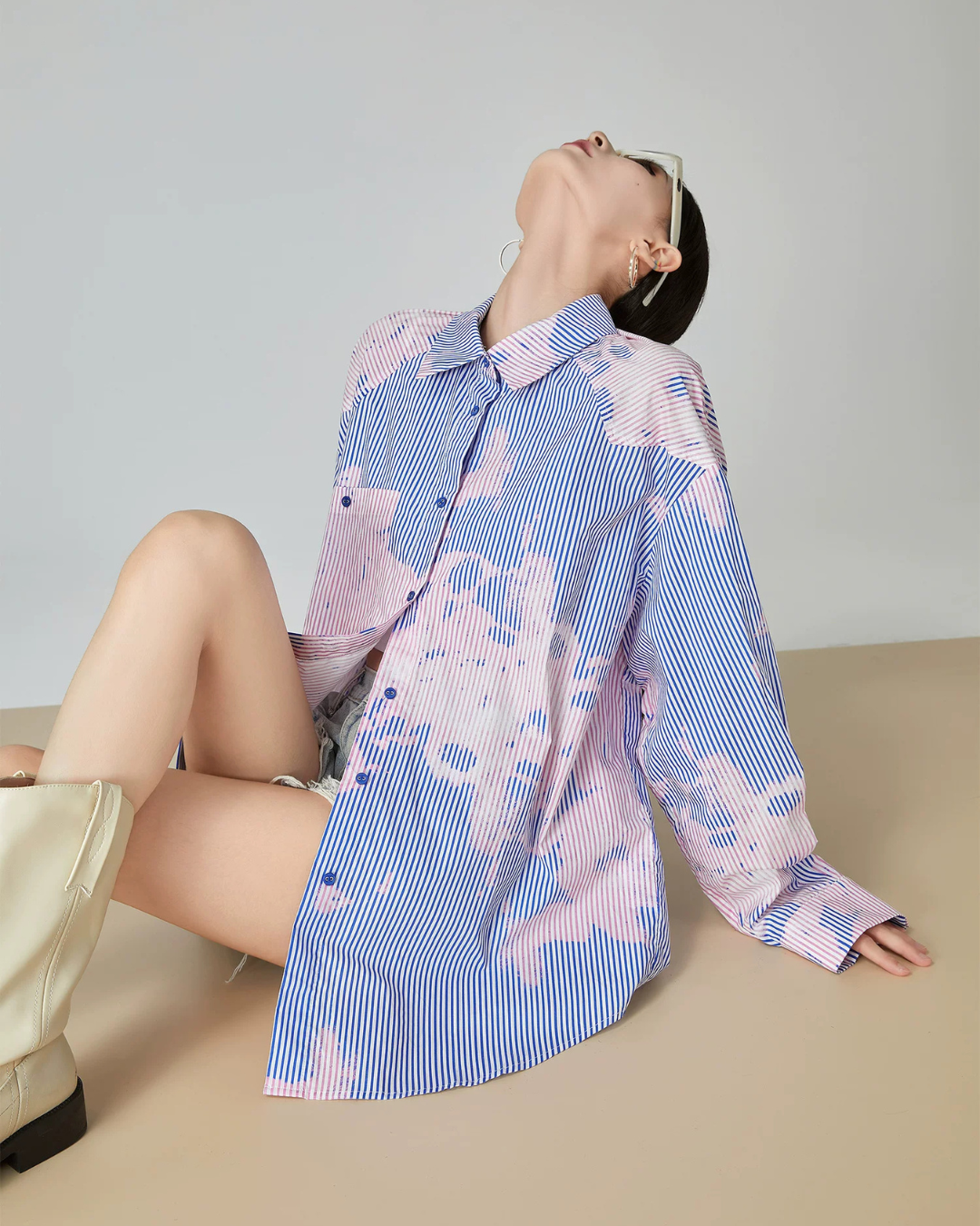 Blue Stripe Pink Art Print Shirt FER0180