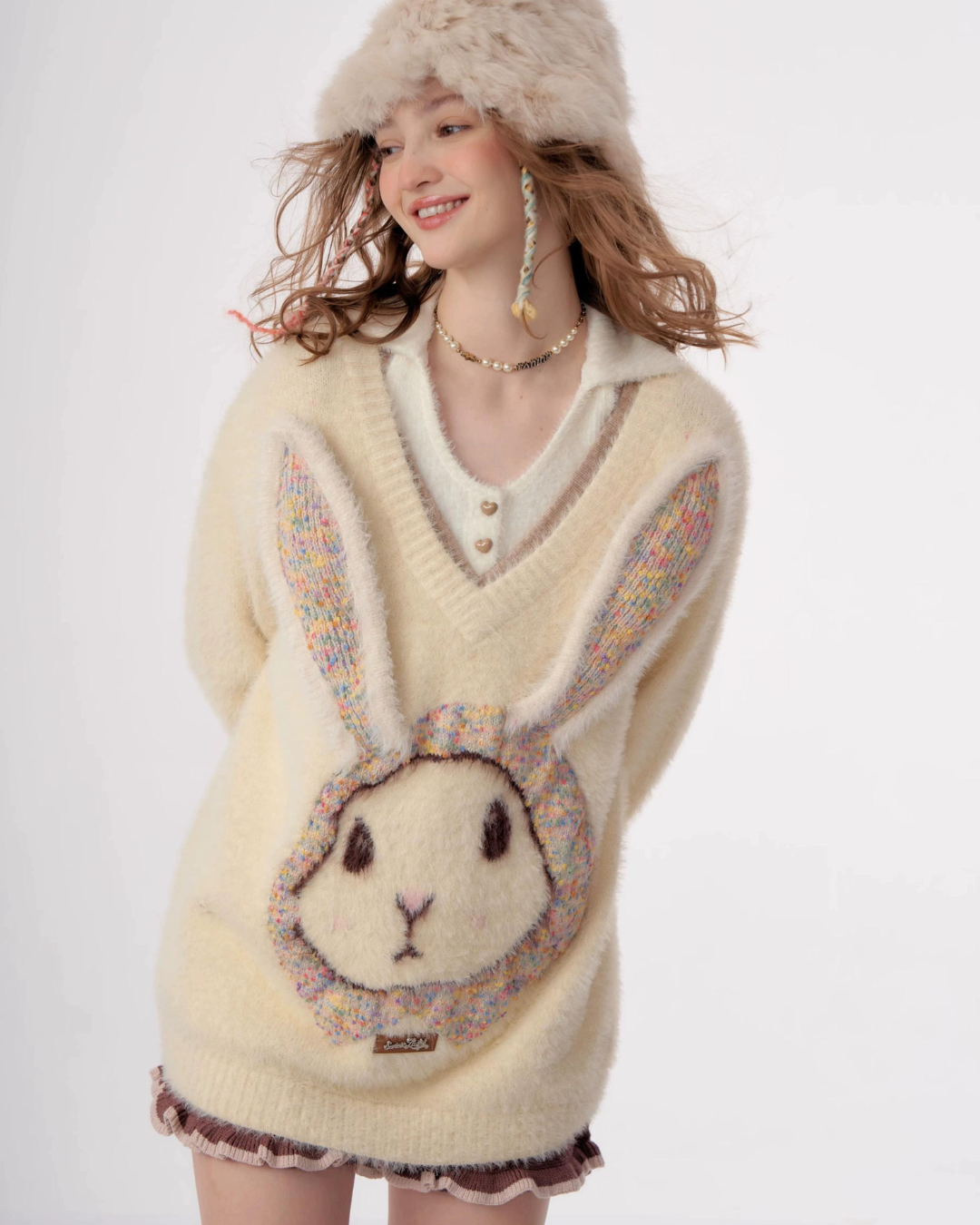 Bunny Girl Apricot Over Knit ZZF0283