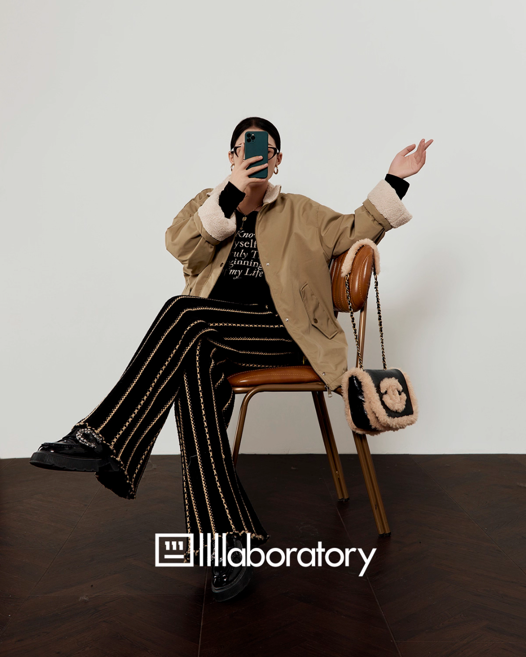 Boa Military Jacket/Black Striped Pants LLA0558