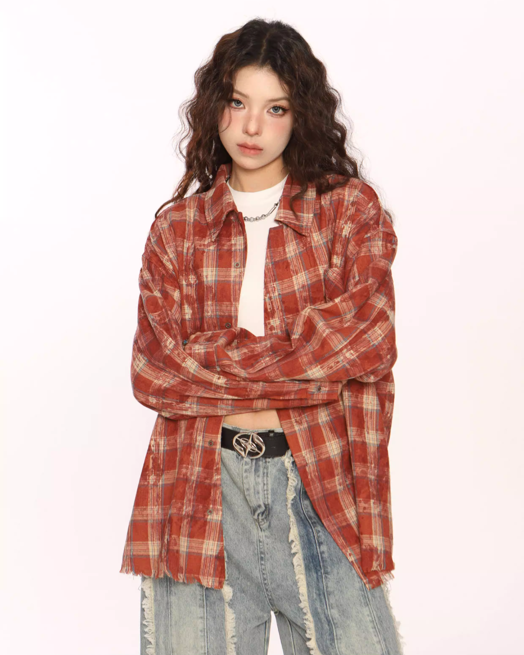 Retro Plaid Distressed Shirt BGS0044