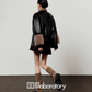Boa Collar Leather Jacket / Pleated Mini Skirt  LLA0573