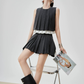 Cropped Striped Sleeveless / Box Pleat Skirt FER0315