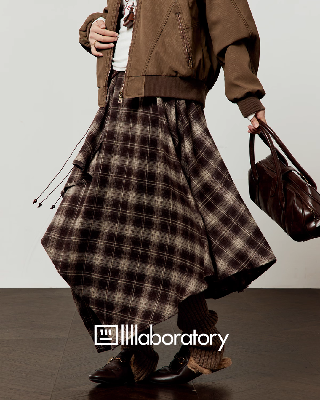 Long-Sleeve Top / Paid Long Skirt / Caramel Blouson  LLA0551