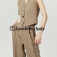 Coffee Hemp Casual Vest / Wide Pants LLA0249