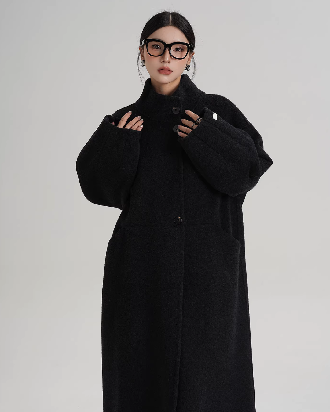 Mock Neck Long Coat SRS0413