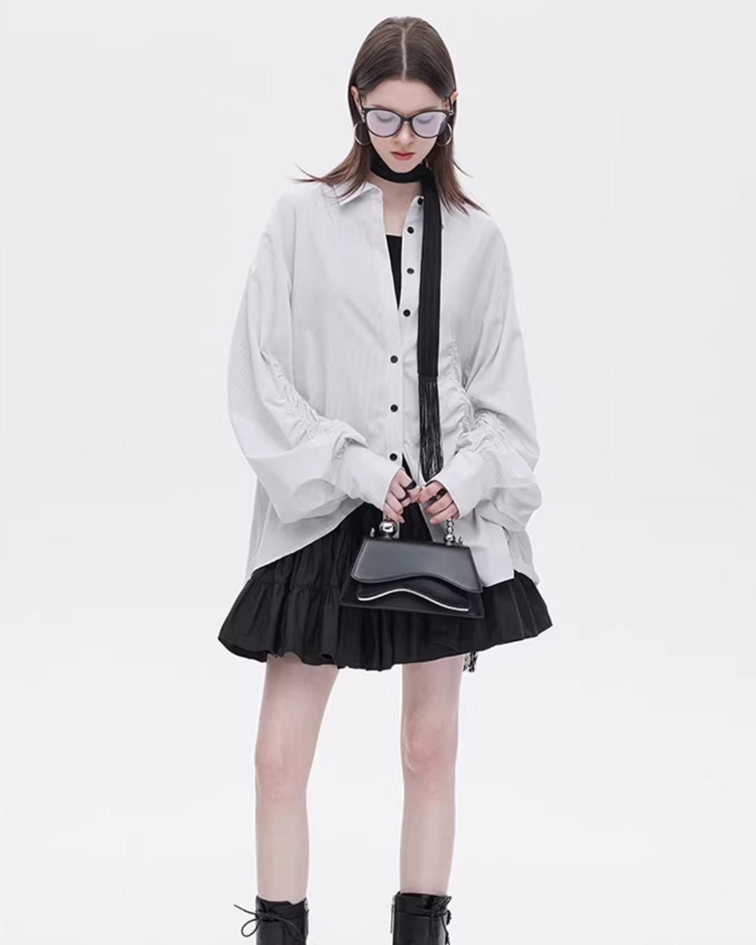 Bamboo Irregular Long-Sleeve Shirt SHN0021