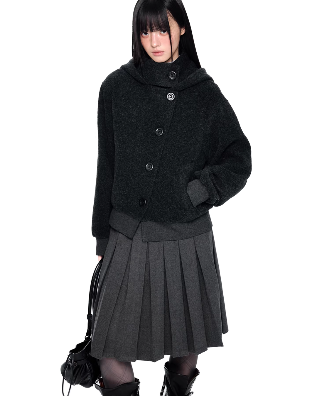 Short Wool Hooded Coat EZK0102