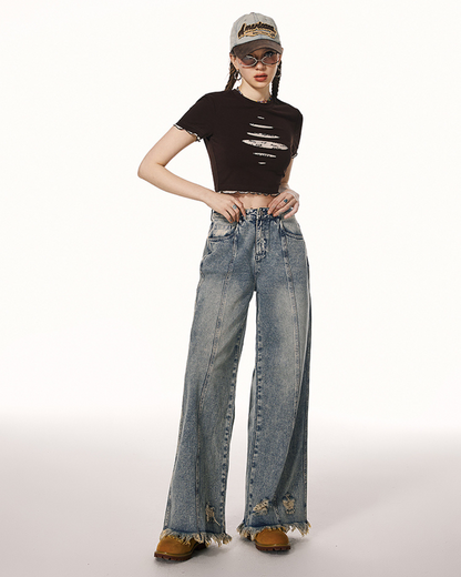 High Waist Wide Leg Denim IMO0061