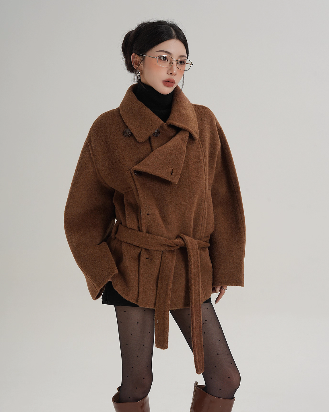 Stand Collar Wool Trench Coat SRS0376