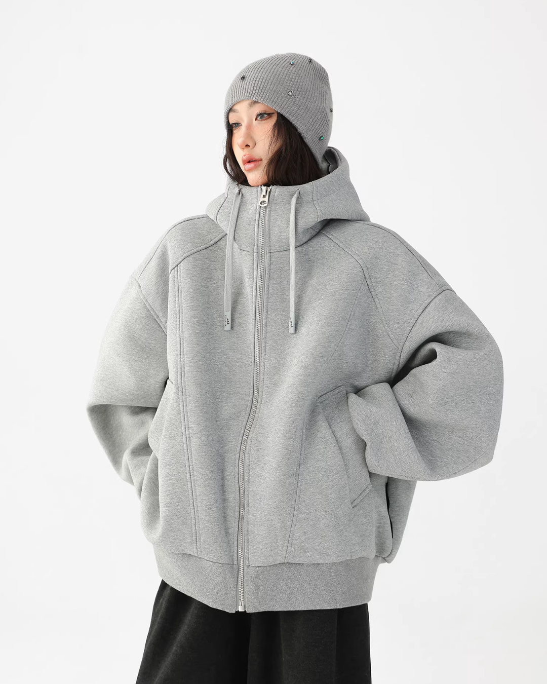 Stand Collar Hoodie Zip Jacket ACS0358