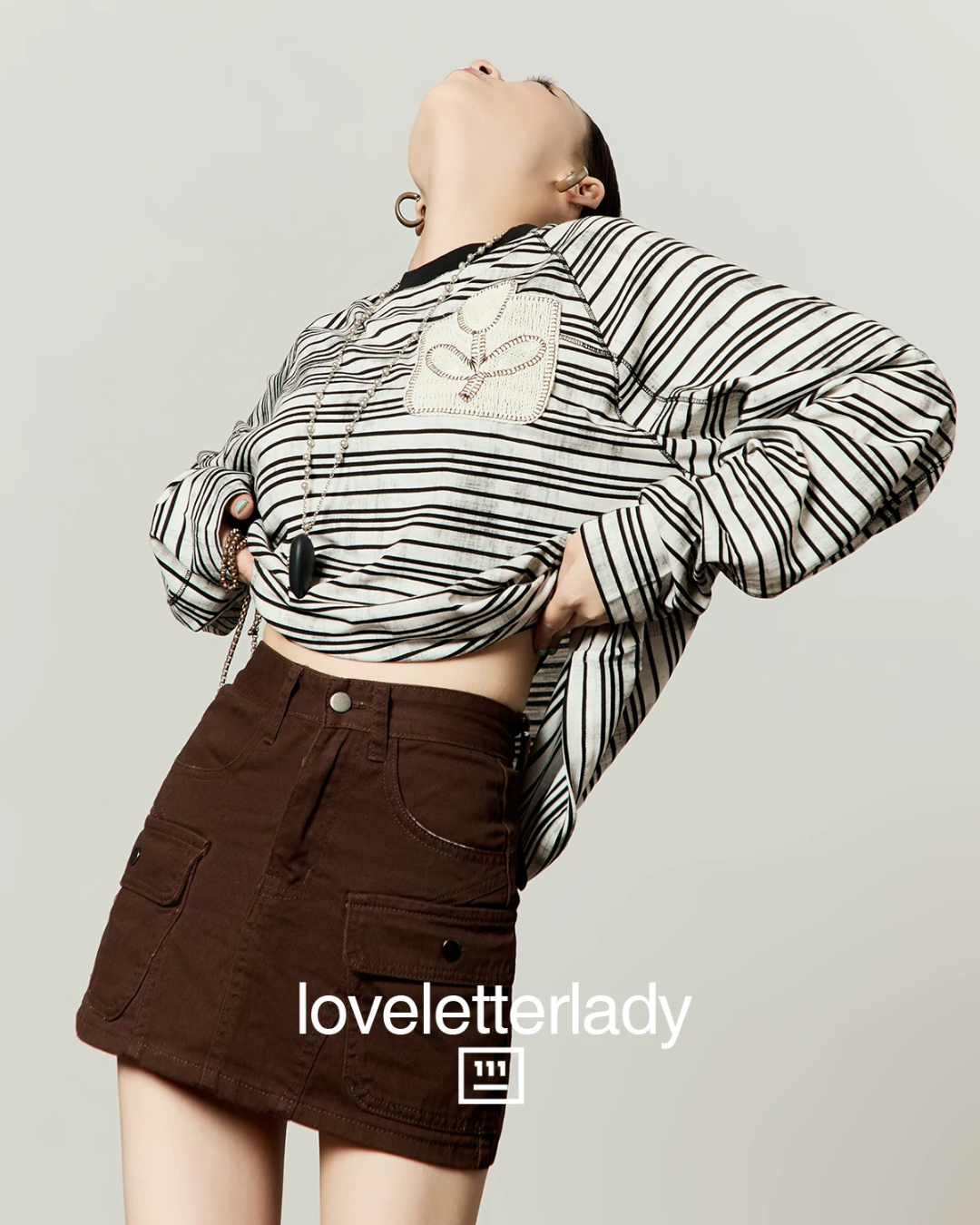 White Striped Long-Sleeve T-Shirt LLA0656