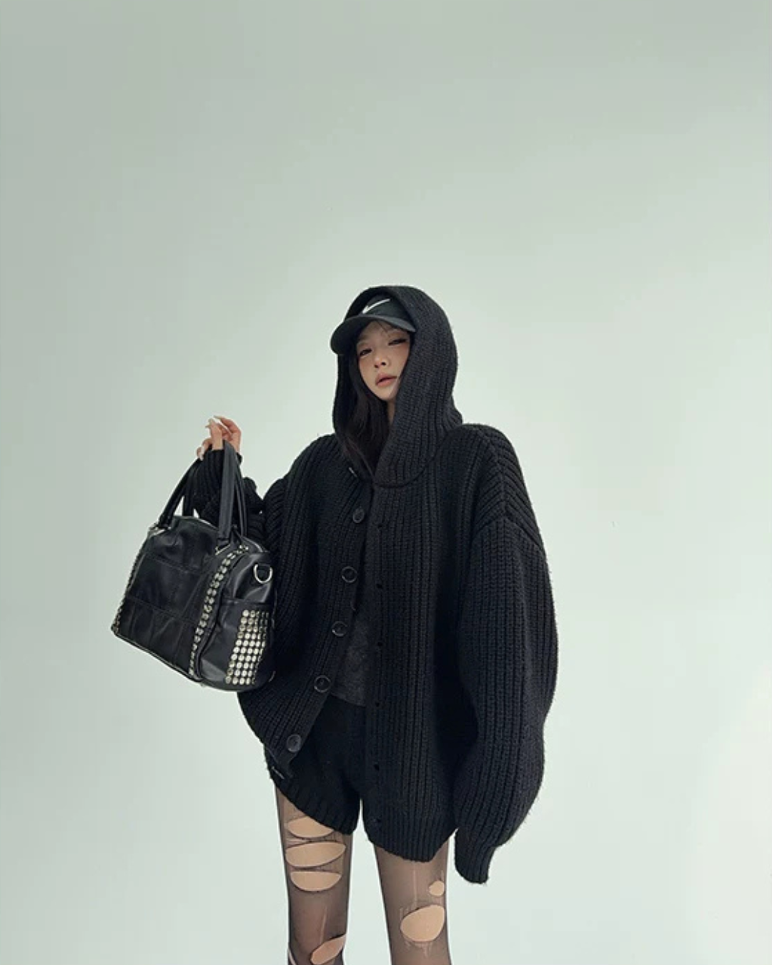 Oversized Hooded Knit Cardigan YLS1059