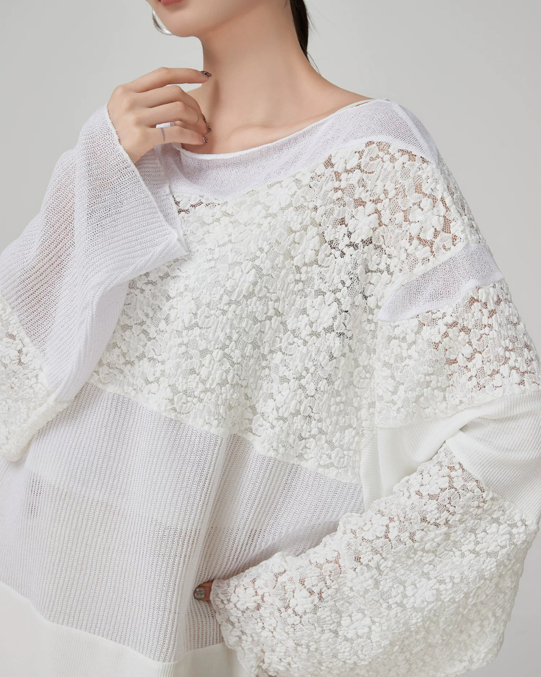 Patchwork-Style Lace Switch Tunic FER0266