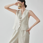 Linen V-Neck Vest / Wide Relaxed Pants FER0270